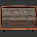 Vintage Red Wooden Radio Electronic Appliance With Knobs And Tuning Dial