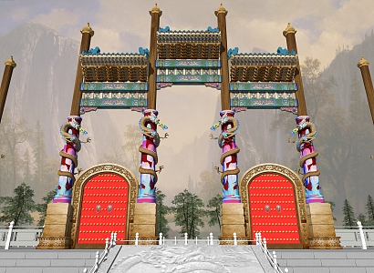 Chinese-style Panlongzhu Archway 3d model