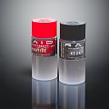 Two Transparent Perfume Bottles With Red Black Caps Altra Positive Negative Labels