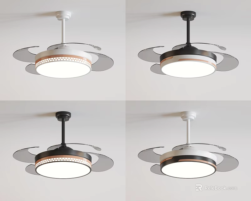 Modern Ceiling Mounted Air Conditioner Fan With Black White Colors And Trim 3d model 