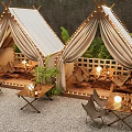 Outdoor Bar Setup With Tents Fairy Lights And Greenery