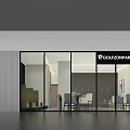Modern Spacious Clubhouse Interior With Glass Partitions Tables Chairs And Electronic Screens