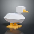 Low Poly Duck 3D Model With White Body And Yellow Beak Feet 3d model