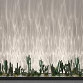Modern Decorative Lights Creating Wavy Light Patterns on Wall Backdrop with Cactus Plants 3d model