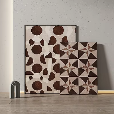 Abstract Paintings With Geometric Patterns In Brown Tones 3d model