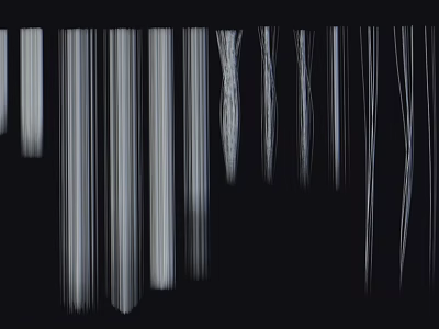 Abstract Vertical Lines Artwork With White Gray Strokes On Black Background 3d model