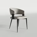 Modern Light Gray Upholstered Dining Chair With Curved Backrest And Black Slim Legs