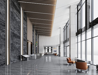 Modern Hall Corporate Lobby 3d model