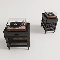 Stylish Black Side Tables with Turntable on Top Multi Tier Wooden Frame Design