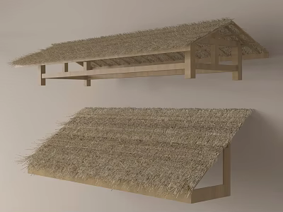 Thatch Roof Wooden Frame Outdoor Canopy Traditional Design for Garden or Patio 3d model