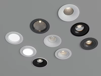 Modern Recessed Ceiling Lights In Black And White Round Designs For Home Interior 3d model