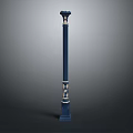 Blue Decorative Column with Ornate Top and Carved Middle Details for Scenery Construction
