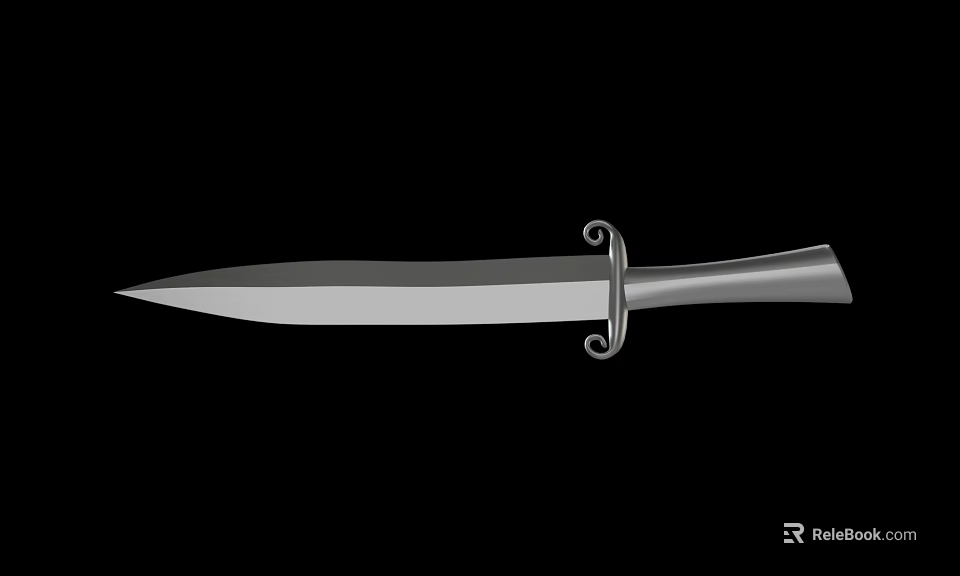 Vintage Silver Dagger With Ornate Hilt And Sharp Metal Blade Design 3d model 