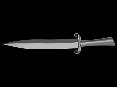 Vintage Silver Dagger With Ornate Hilt And Sharp Metal Blade Design 3d model