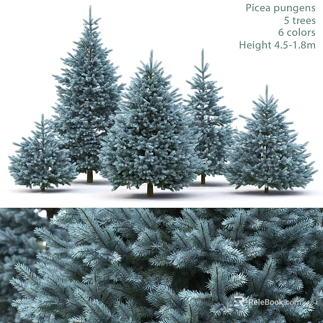 Christmas Tree Decorative Ornament Set With Different Heights 4.5 To 1.8m And Realistic Pine Branches 3d model 