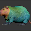 Vibrant Colorful Capybara Figurine With Green Blue Yellow And Pink Tones