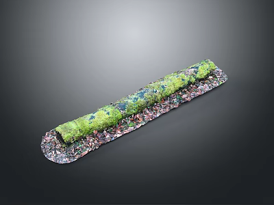 Natural Moss Covered Long Structure With Colorful Textured Base And Green Foliage 3d model
