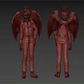 Two Characters in Suits With Black Wings and Halos Design Concept Art