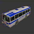 Blue And White Modern City Bus With Streamlined Body And Urban Transport Design