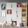Modern Decorative Cabinet With Open Compartments Mini House Models Books Plush Toys And Wall Art