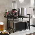Modern Black Metal Kitchen Storage Rack With Blender Rice Cooker And Microwave