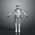3D Rendered Helmeted White And Gray Armored Game Movie Character Standing With Open Arms