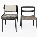 Modern Style Leisure Chairs With Woven Design And Dark Wooden Frames
