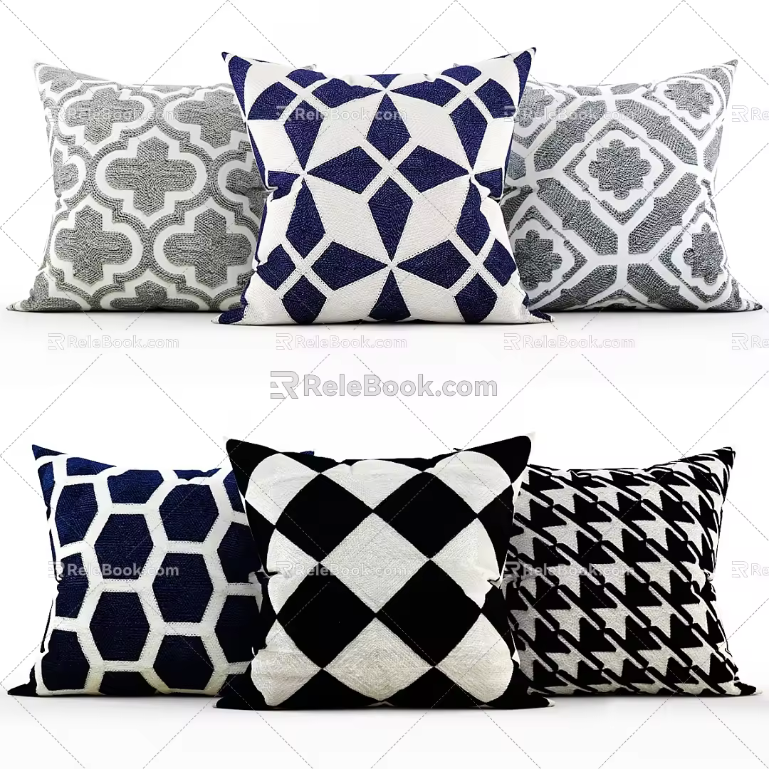 Cream style pillow sofa pillow pattern pillow style pillow 3d model