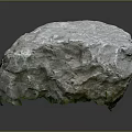 Natural Gray Stone Rock With Rough Textured Surface And Mossy Green Base