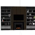 Elegant Modern Background Wall With Wooden Panels TV Display Shelves And Decorations