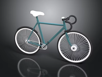 Teal Modern Bicycle With White Seat Black Handlebars And White Rims 3d model