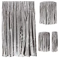Silver Metallic Pleated Curtains with Shiny Surface and Various Decorative Display Styles