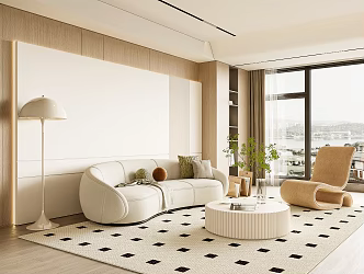 modern living room cream living room 3d model