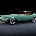 Vintage Green Sports Car With Brown Interior And White Wheels Design