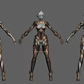 Elven Female Game Movie Character With Intricate Gold Silver Armor And Fantasy Design