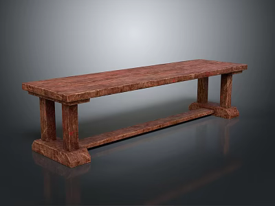 Classic Solid Wood Bench With Rich Wooden Texture And Sturdy Leg Design 3d model