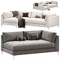 Modern Corner Sofa Set With Neutral Tones Soft Cushions And Throw Blankets 3d model