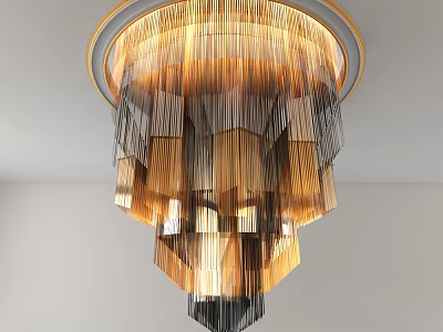 Elegant Modern Crystal Chandelier With Layered Gold And Silver Hanging Crystals 3d model