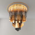 Elegant Modern Crystal Chandelier With Layered Gold And Silver Hanging Crystals