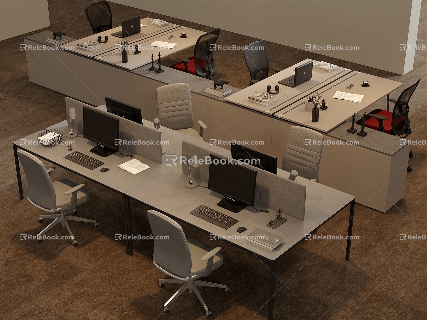 Office desk and chair combination 3d model