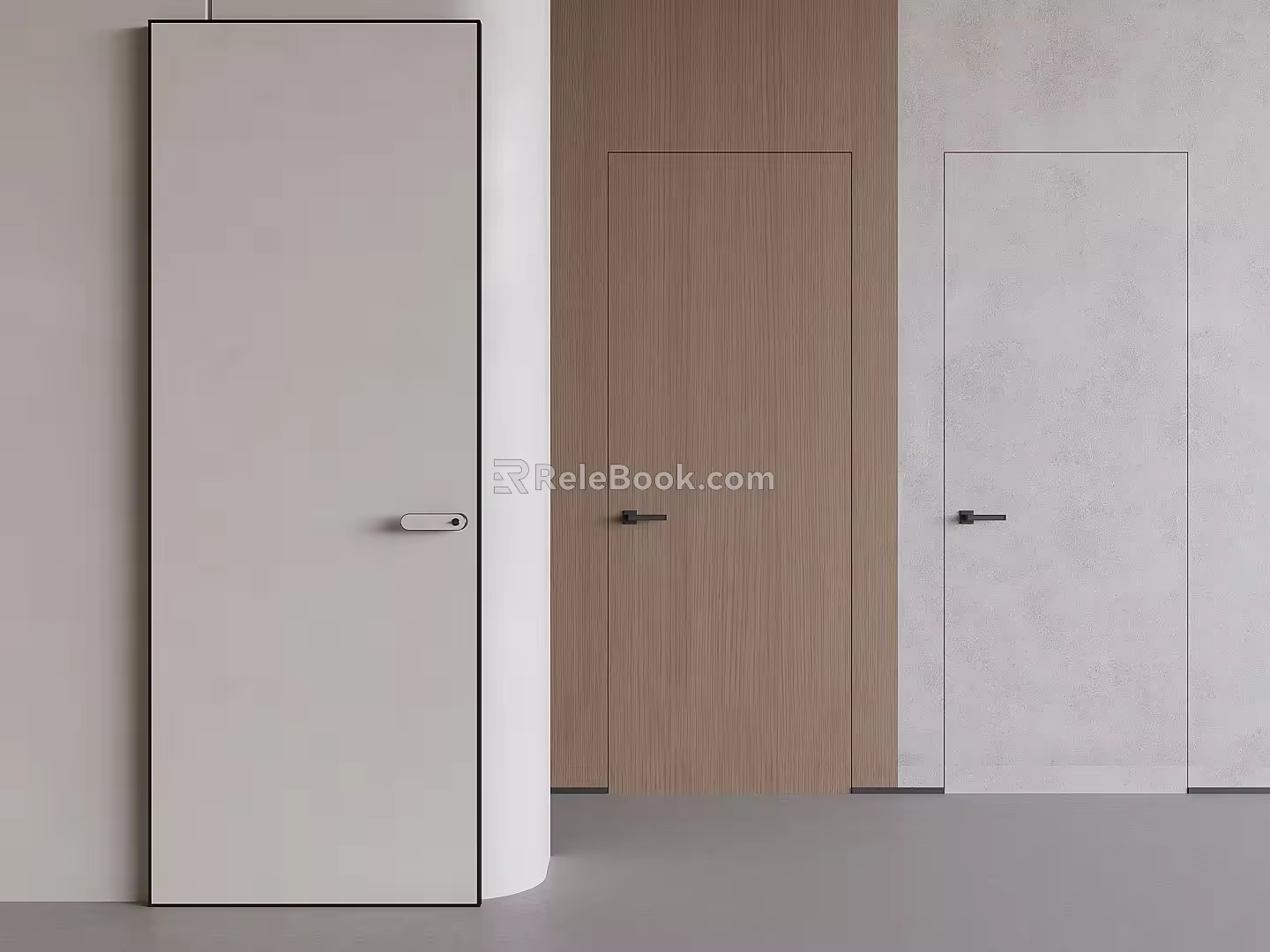 Modern invisible swing door solid wood invisible door single door 3d model