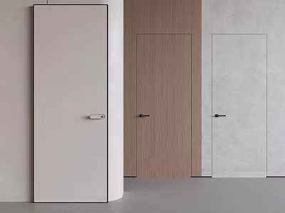 Modern Interior Hinged Doors Design Featuring White Wooden And Gray Finishes 3d model