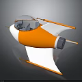 Futuristic Orange And White Spacecraft With Transparent Cockpit And Sleek Wings