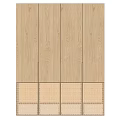 Modern Minimalist Light Wooden Wardrobe With Upper Smooth Panels And Lower Grid Pattern Design 3d model