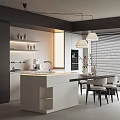 Modern Restaurant Dining Table and Chair Tableware Sideboard Wine Cabinet Single Chair Decorations 3d model