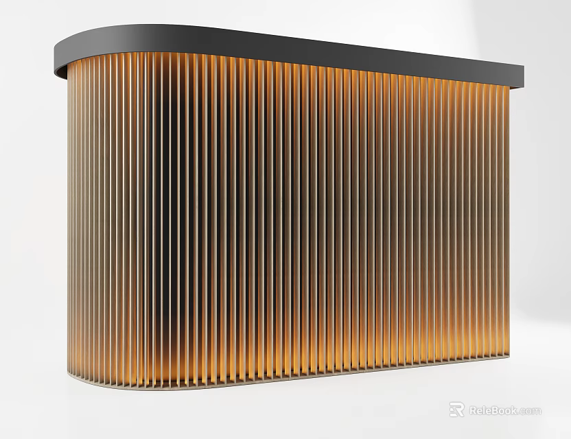 Vertical Lines Decorative Panel With Black Top And Warm Lighting Effect 3d model 