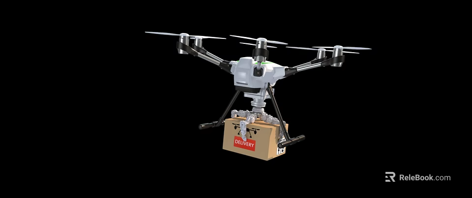 Smart Drone Delivering Package With Delivery Box For Efficient Service 3d model 
