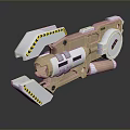 Futuristic Sci Fi Mechanical Weapon 3D Model With Metallic Body Yellow Black Stripes And Barrel