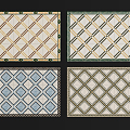 Modern tile stone mosaic wave line combination 3d model