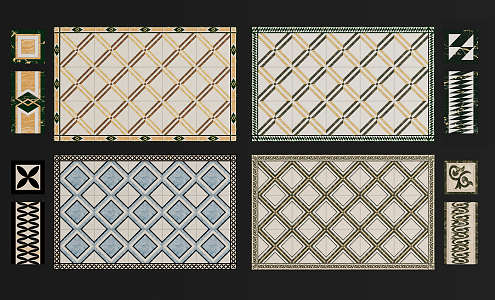 Modern tile stone mosaic wave line combination 3d model